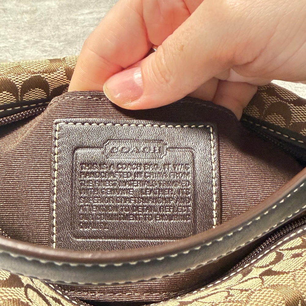 Vintage Y2K Coach Brown Monogram Mini Hobo Handbag Purse With Pull Tag - Picture 5 of 6